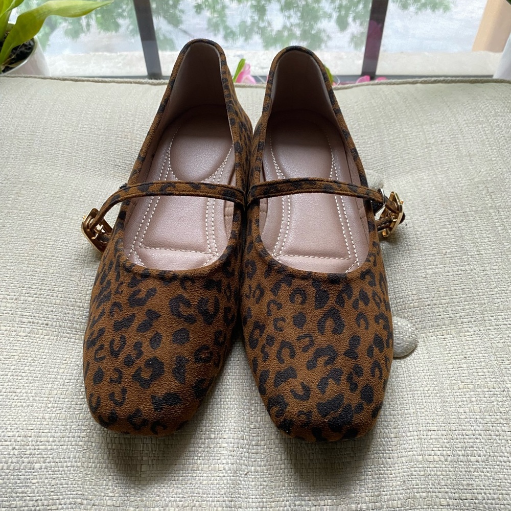 Women’s Fashion Square Toe Leopard Print Slip On Flats Size 11US 27cm - Picture 5 of 7
